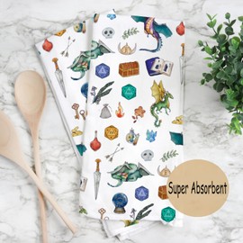 MYSOMY DnD Kitchen Towel Dungeon Master Gift Video Game Lover Gift Geek Roleplaying Towel RPG Game Merchandise (DnD Towel)
