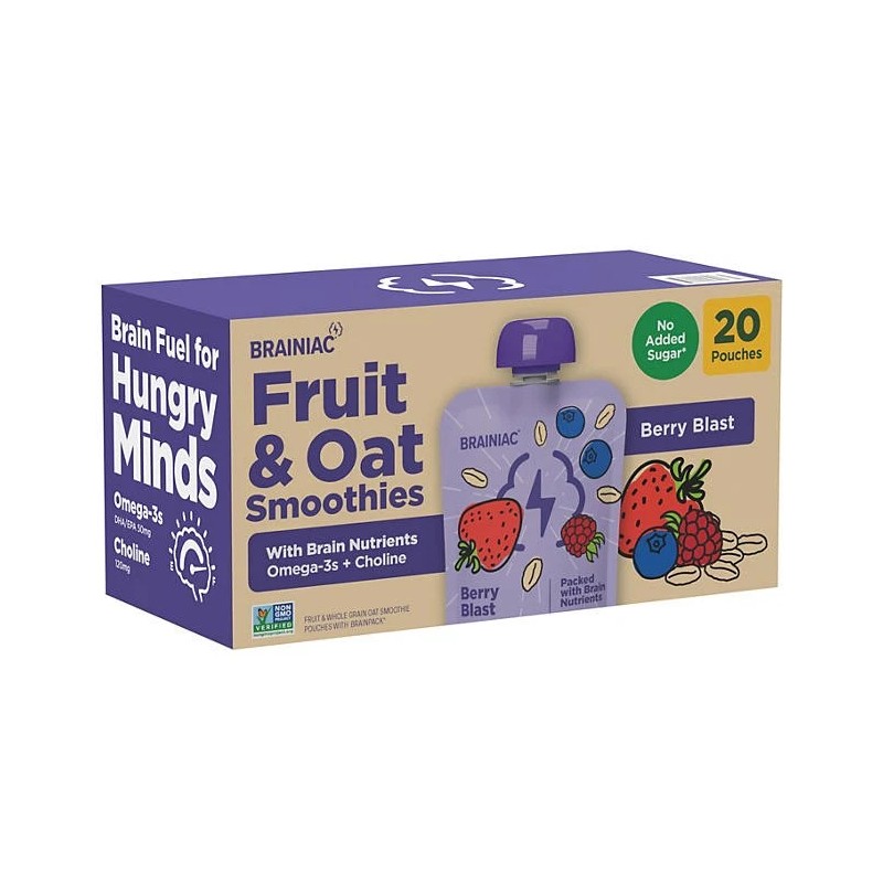 Brainiac Fruit and Oat Smoothie Pouches, 20 pk.