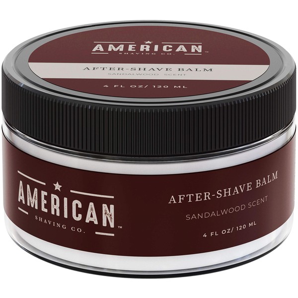 American Shaving After Shave Balm For Men (4oz) - Sandalwood Barbershop Scent - 100% Natural Moisturizing Aftershave Lotion - Best Aftershave For Men to Soothe Dry Sensitive Skin Post Shave