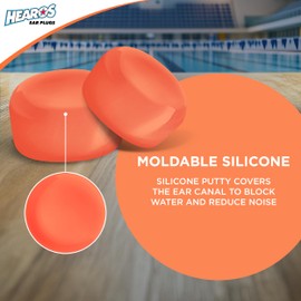 HEAROS Reusable Kids Ear Plugs for Swimming - Floating Silicone Putty, One Size Fits All Mouldable for Ultimate Comfort, Waterproof to Prevent Swimmers Ear, 6 Pairs with Case NRR 22 Hearing Protection