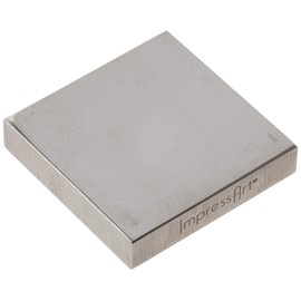 ImpressArt, Solid Steel Bench Block w/ Rubber Feet, 2" X 2", Jewelers Bench Block for Stamping, Shaping, Chasing, & Flattening Metals