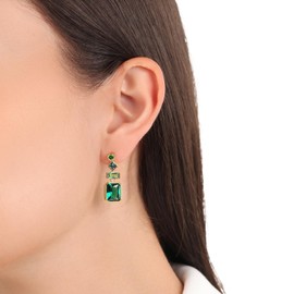 s.Oliver 2036878 Women's Earrings 925 Sterling Silver with Synthetic Zirconia 2.7 cm Gold Comes in Jewellery Gift Box, Sterling Silver, Created Cubic Zirconia