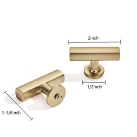 khtumeware 10 Pack 2 Inch 10 Pack Brushed Brass Cabinet Knobs Satin Gold Kitchen Soild Cabinet Knobs Drawer Knobs Cabinet Hardware Zinc Knobs for Dresser Drawers