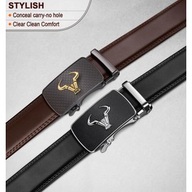 BULLIANT Men belt 2Pack,Leather Ratchet Belt for Gift Men Dress Casual Jeans 1 3/8",Cut for Fit(Black/Antique Coffee,34"-40" Waist Adjustable)