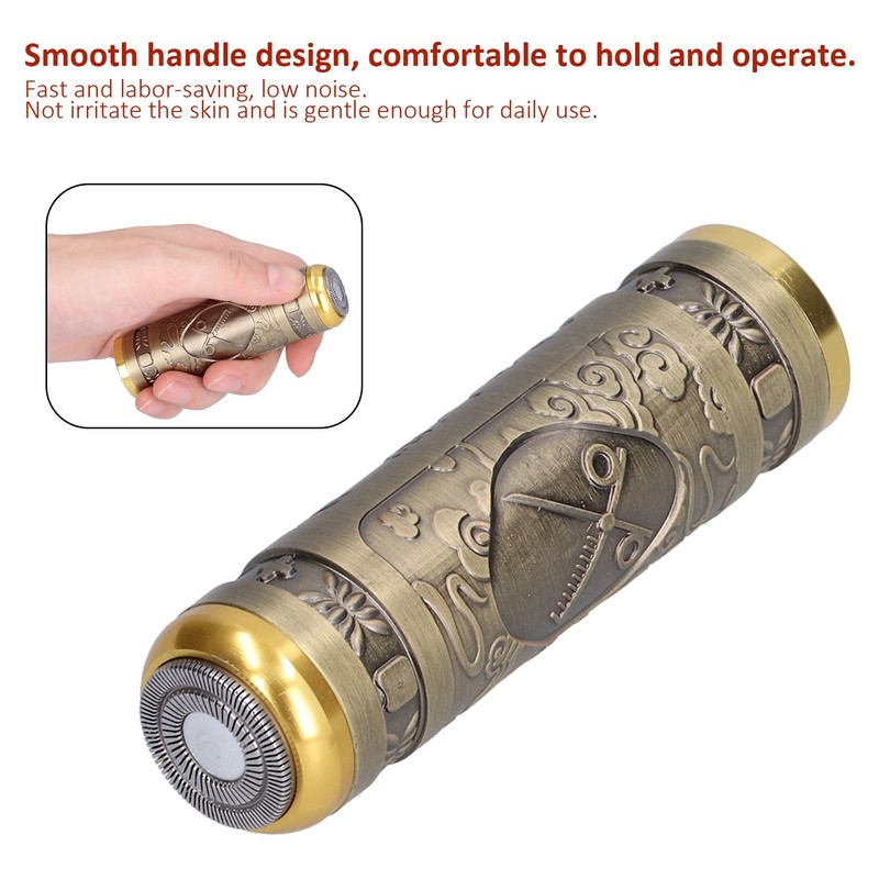 Portable Electric Shaver Bronze Stainless Steel Razor USB Charging Electric