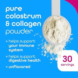 Zena Nutrition Pure Bovine Colostrum & Collagen Powder Supplement for Gut Health, Immune Support, Digestion, Hair, Skin & Nails, Unflavored, Gluten & 
