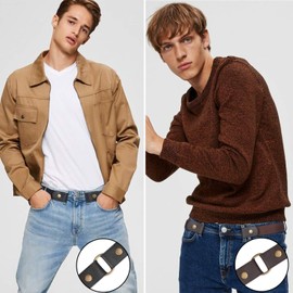 JASGOOD Men No Buckle Belt Buckle Free No Show Elastic Belts Women Unisex Invisible Adjustable Waist Belt for Jeans Pants 2 Pack(C-Black+Coffee,Fits Pant Size 39''-61'')