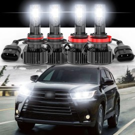 CHUSYYRAY 4x 9005+H11 LED Headlight Combo Hi-Lo Beam Bulbs For Toyota Highlander 2014-2019