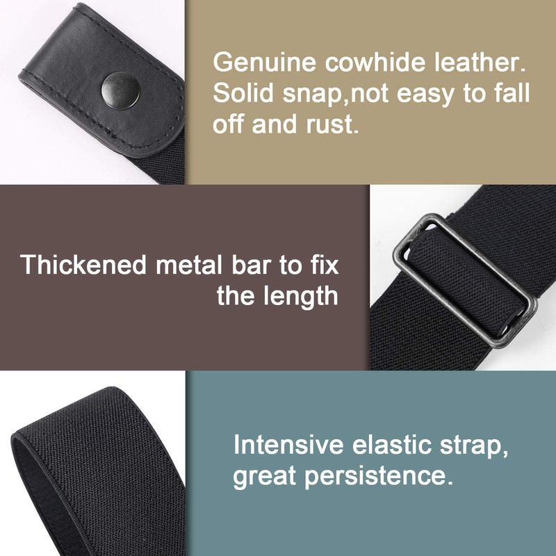 No Buckle No Show Belt for Men Buckle Free Stretch