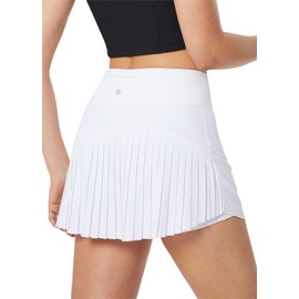 baleaf Women's High Waisted Pleated Tennis Skirts Lightweight Athletic Skorts Skirts with Shorts Pockets White L