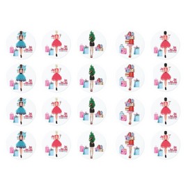 Stationery by Silvia 50 Christmas Fashion Girl Stickers Fashionista Holiday Present Lady Sticker Set