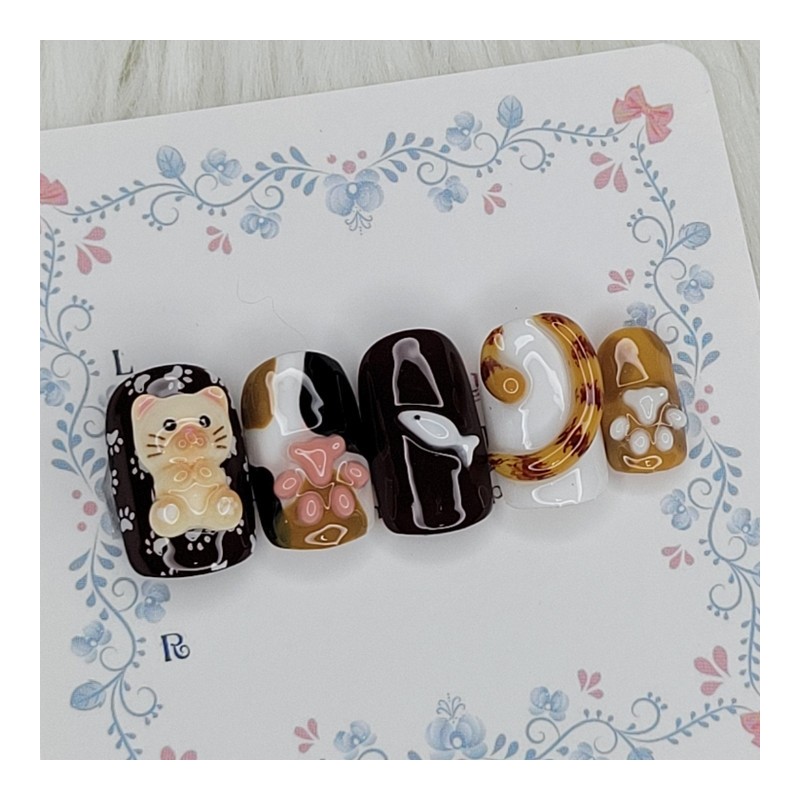 Meangnyang Pad Handmade Nail Tips - Oval M / 냥냥