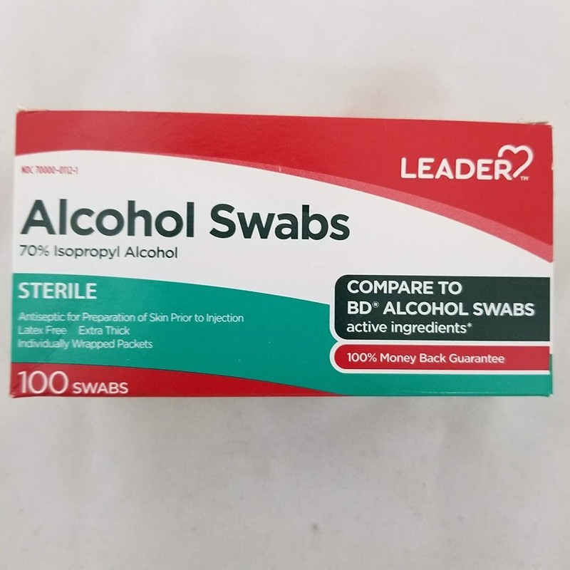 Leader Hisopos de alcohol 70 por ciento isopropílico estéril, 100