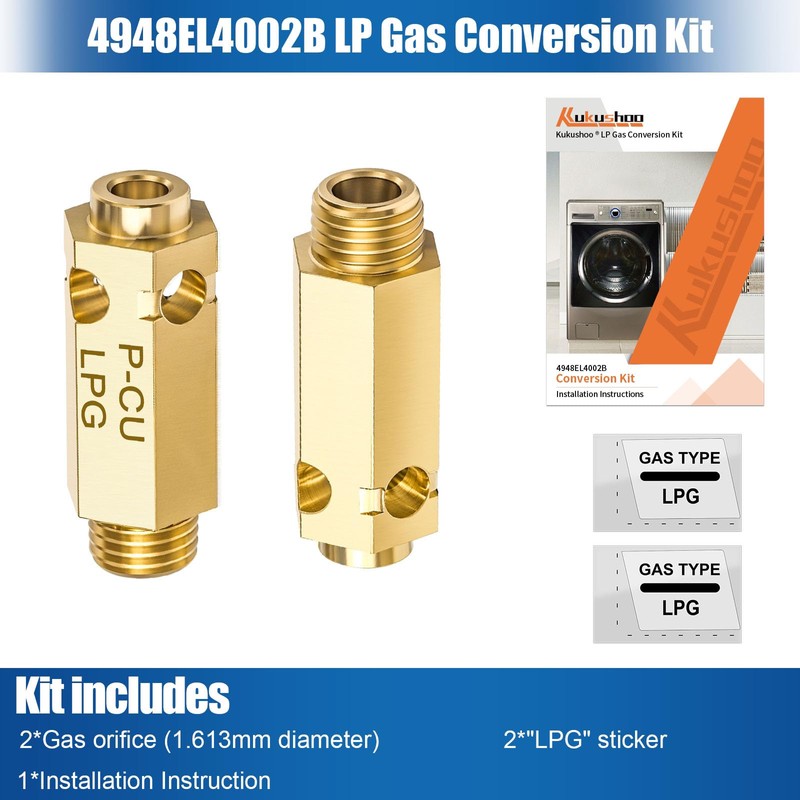 2PCS 4948EL4002B Dryer LP Gas Conversion Kit Replaces 383EEL3002D for