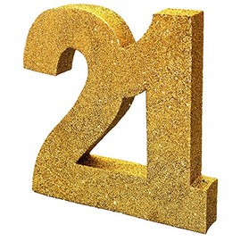 Number 21 Glitter Table Decoration Gold