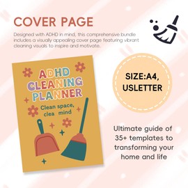 ADHD Cleaning Planner | Home Cleaning Schedule for Adults | Daily, Weekly, Monthly, Yearly Cleaning Checklist | Declutter, Organizing, Family | ADHD Cleaning and Organizing Planner for Women