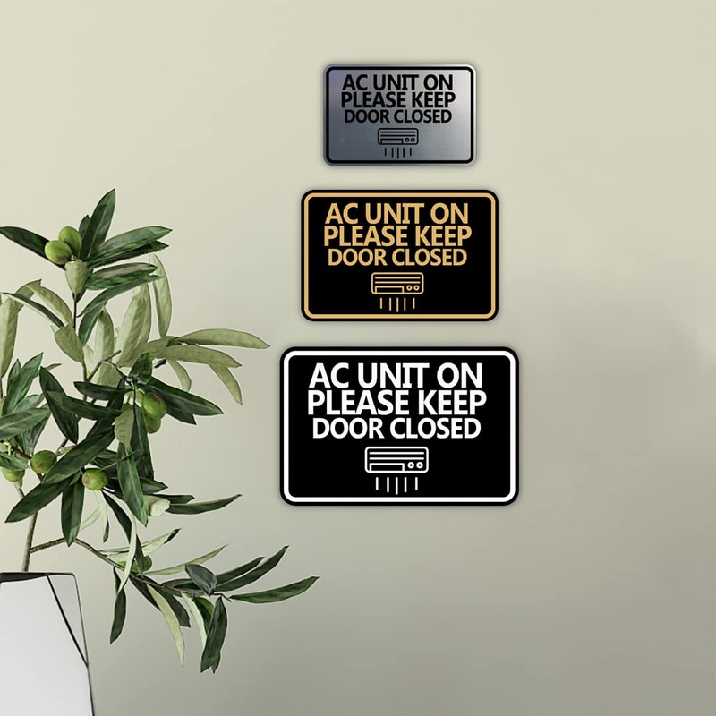 Classic Framed AC Unit On Please Keep Door Closed Sign
