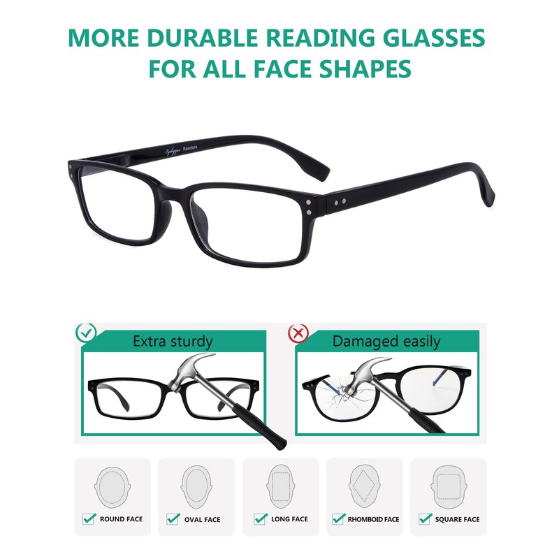 Eyekepper Klassische Qualitätslesebrille rechteckige Fassung mit Federscharnier in Schwarz +3.00