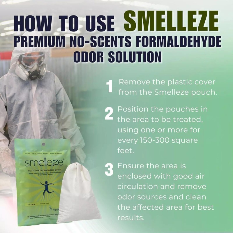 SMELLEZE Reusable Formaldehyde Smell Deodorizer Pouch: Rid Odor in 150