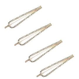 BUUEERR 4 Pcs Shiny Rhinestone Barrettes Bobby Pins Drop Shape Hair Barrette Clip Crystal Hair Pin Bling Hair Clip Bling Hairpins Clips Styling Prom Hair Accessories for Women Girls (White)