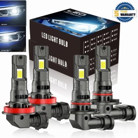AQJ For Honda Ridgeline 2017-2022 Front 6500K LED Headlights Bulbs High Low Beam 4x