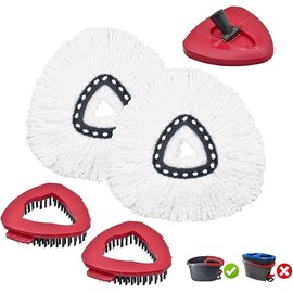 Mop Replace Head for O Cedar, Mop Heads Replacements for Ocedar, Spin Mop Replacement Head for Ocedar Easy Wring 1 Tank System, Include 2 Pack Spin Mop Refills & 2 Scrubber Mop Head & 1 Pack Mop Base