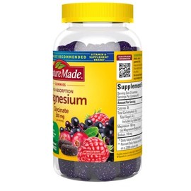 Nature Made High Absorption Magnesium Glycinate Gummies - 100 mg per Serving - Supports Muscle Function & Relaxation - Delicious Berry Flavor -90 Gummies