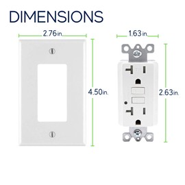 Four Bros 20-Amp GFCI Outlet, Tamper Resistant TR, Self-Test, Self-Grounding, 125V, UL Listed, White