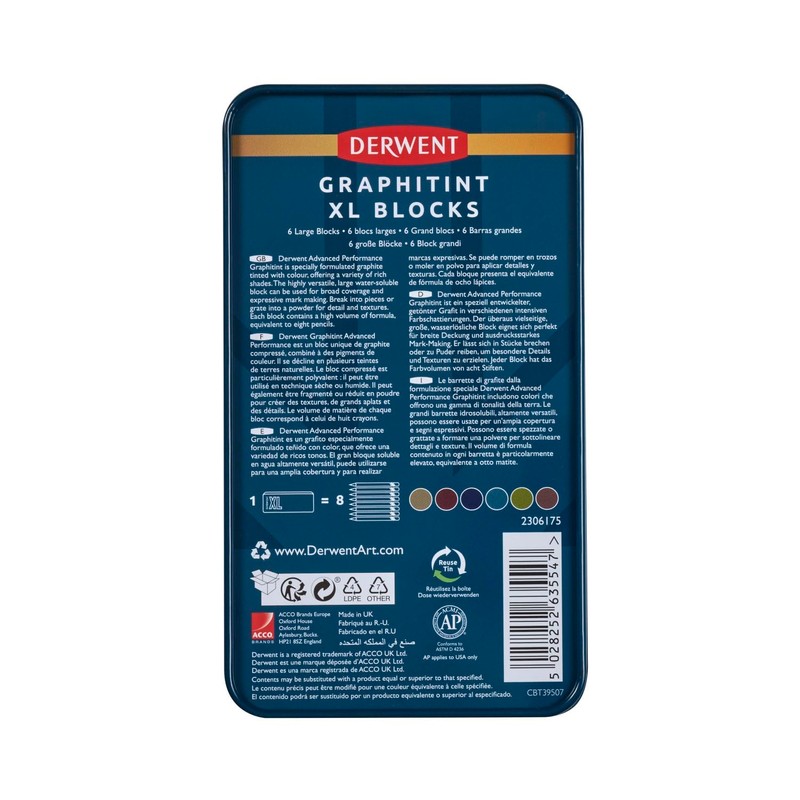 Derwent XL Graphite Pad, Set of 6 Colouring Pens, 60