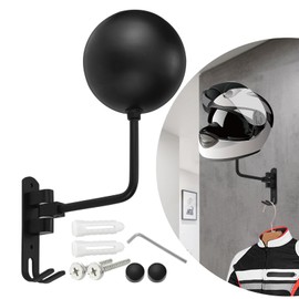 Motorcycle Helmet Stand with Hook, Motorbike Helmet Holder for Wall Mount and Helmet Holder for Bike, Aluminum 180°Rotatable Hat Stand Motorcycle Helmet Display Rack for Hard hat, Can Hang Keys