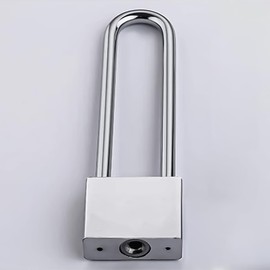 Sarini Extended Padlock with 4 Keys 38mm Heavy Duty Padlock with Long Shackle for Warehouse, Garage, Fence, Silver