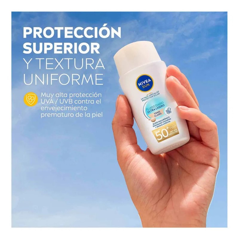 Protector Solar Facial NIVEA SUN Fluido Diario Tono Claro +