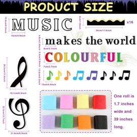 Naozinebi 63Pcs Music Classroom Bulletin Board Set Music Notes Cutouts Musical Notes Silhouette Back to School Party Decorations for Toddler Kids Students Classroom Chalkboard Wall Decor Supplies