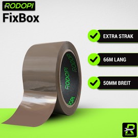 RODOPI FixBox Parcel Tape 50 mm x 66 m Brown & Transparent Packing Tape for Hand Dispenser Packaging Tape for Moving Boxes or Shipping
