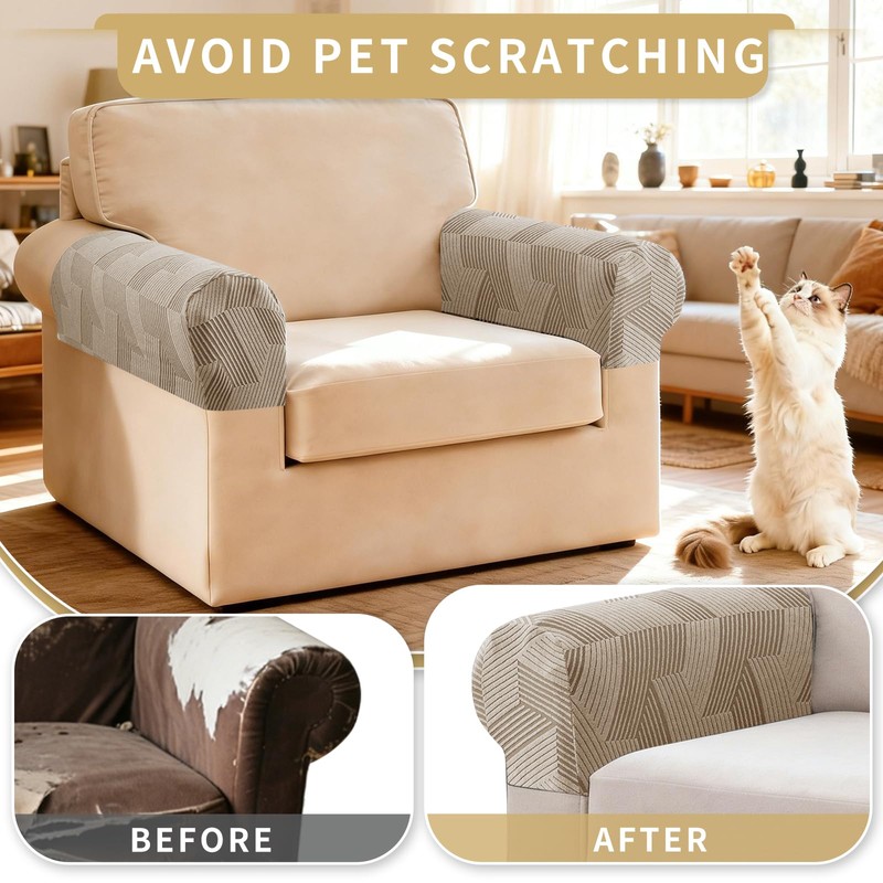 XINEAGE 2 Pcs Armchair Covers, Stretch Arm Rest Covers Non