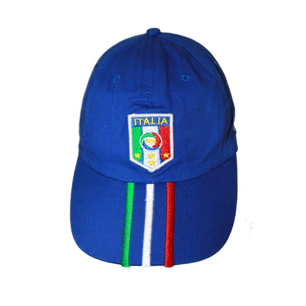SUPERDAVES SUPERSTORE Italia Italy Blue with Colored Stripes FIGC Logo Embossed Hat Cap .. New