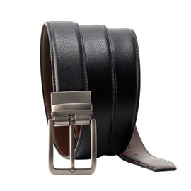 GENEMEN Reversible Leather Belt for Mens Casual Golf Jean Suit Ratchet Belt With Single Prong Buckle 2 in 1 (Black/Brown,120)