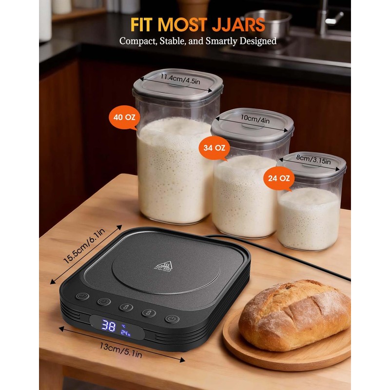 Sourdough Starter Warmer Mat - 24H Timer - Precise 1°C