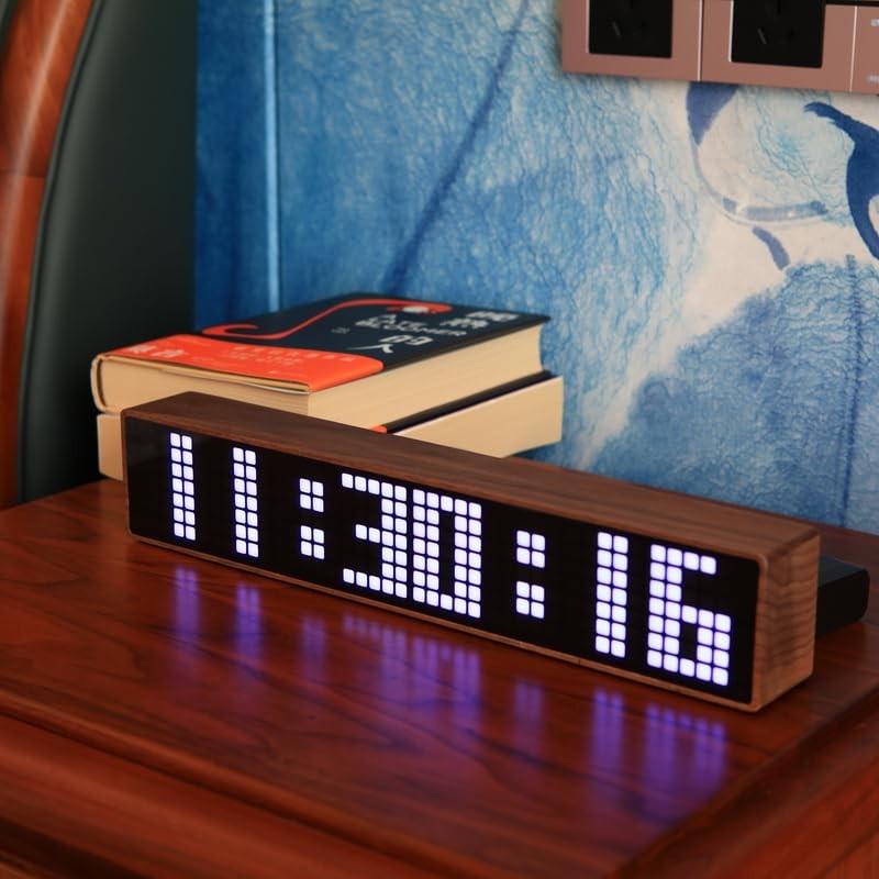 Adventurers Digital Alarm Clocks for Bedrooms, Black Walnut Clocks for