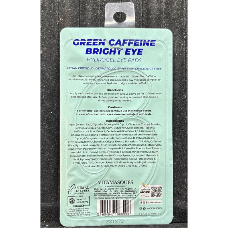 vitamasoues x2 Vitamasques green caffeine bright eye hydrogel eye pads