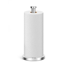 Kitchen Roll Holder Free Standing, Stainless Steel Vertical Paper Towel Holder, Non slip Accessories for Rolled Towels and Paper, Practical Kitchen Roll Holder for Kitchen, Bathroom, Outdoor (Silver)