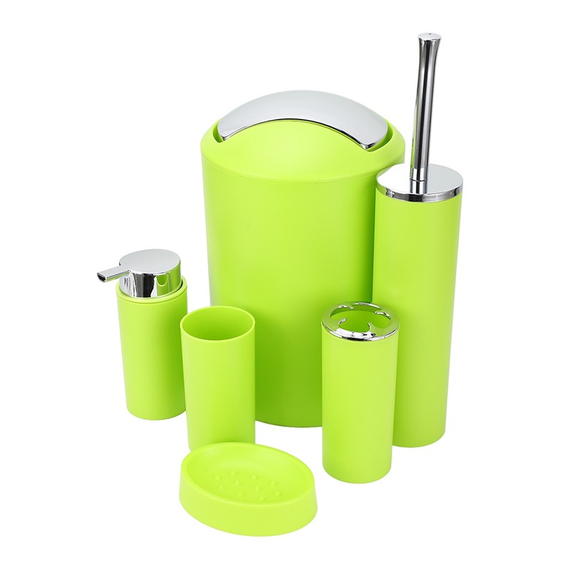 6Pcs Bathroom Accessory Set Bin Soap Dish Dispenser Tumbler Toothbrush