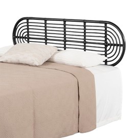 HomeStock Artisanal Abode Wall-Mounted Headboard Retro Black - Elegant Woven Rattan Headboard with Minimalist Aesthetic, Organic Texture, and Effortless Installation for Full/Queen Beds - 1.5" x 1.5"