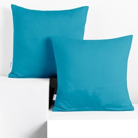 DecoKing 2 x Pillowcases 50 x 50 cm Jersey Cotton Zip Cyan Amber
