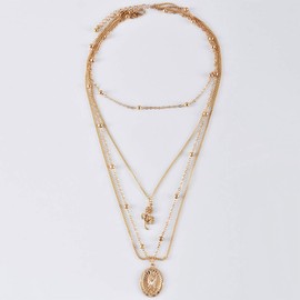 fxmimior Dainty 4 Layered Cross Pendant Choker Necklaces Coin Multilayer Adjustable Layering Chain Gold Plated Necklaces Set for Women