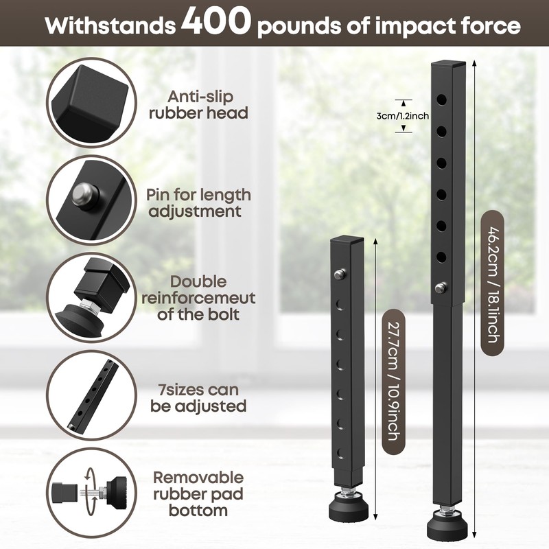 WooFog（Short） Window Security Bar Adjustable, Window Bars Security Inside, Window