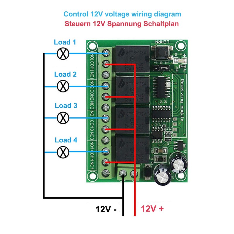 4-Channel Wireless 12V 24V Remote Control Switch Access Control Remote