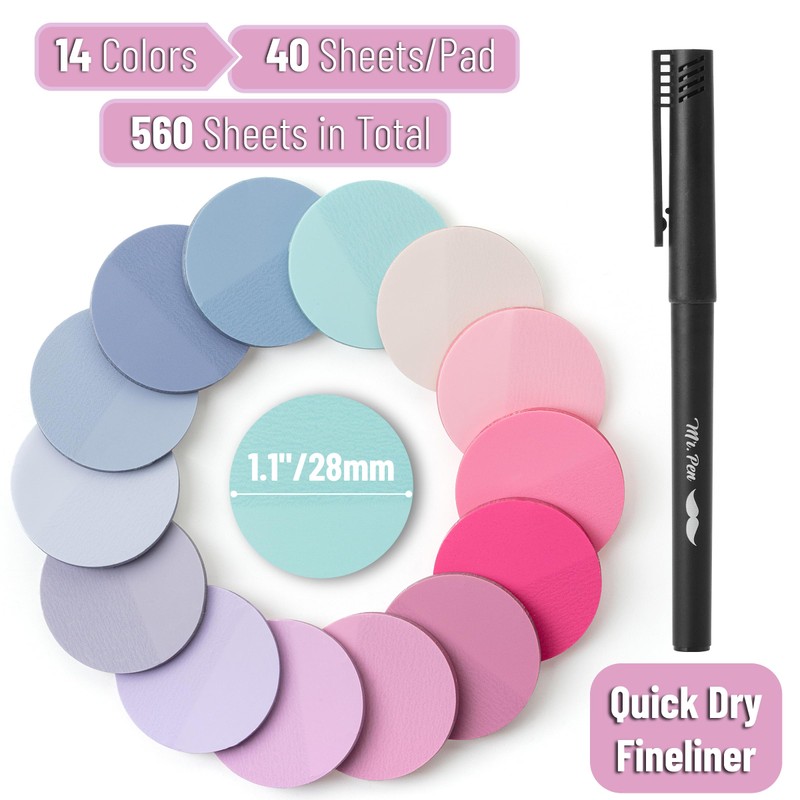 Mr. Pen- Transparent Sticky Note Set, 560Sheets, Colorful, Round Transparent