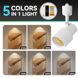 AIBISOD 10W 5-Color LED Track Lighting Heads, Dimmable H Track Light Heads 2700-6000K Flexible Adjustable Track Lighting Head Fixtures CRI90+24° for Accent Art Task, White Track Lighting Heads 4 Pack