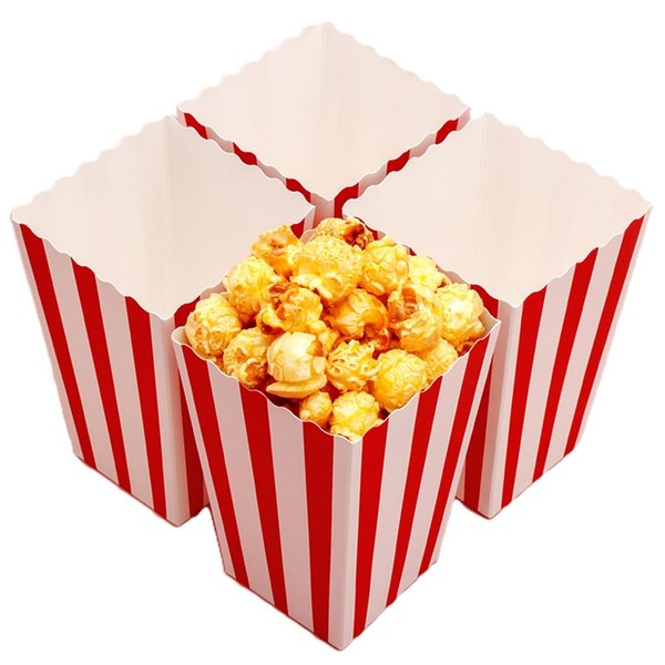 Kellegour 50 Stück Popcorn Tüten Süßigkeiten Behälter,Popcorn Boxen,Kraftpapier Popcornboxen,Popcorntüten Rot